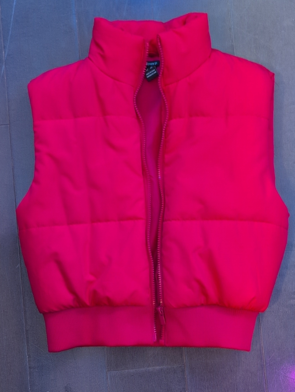Forever 21 Bright Red Cropped Puffer Vest